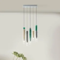 Suspension Brilliant Inez LED Argenté, 8 lumières