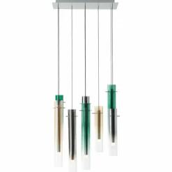 Suspension Brilliant Inez LED Argenté, 8 lumières