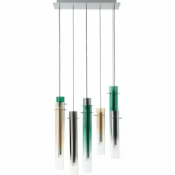 Suspension Brilliant Inez LED Argenté, 8 lumières