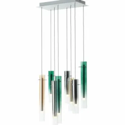 Suspension Brilliant Inez LED Argenté, 8 lumières
