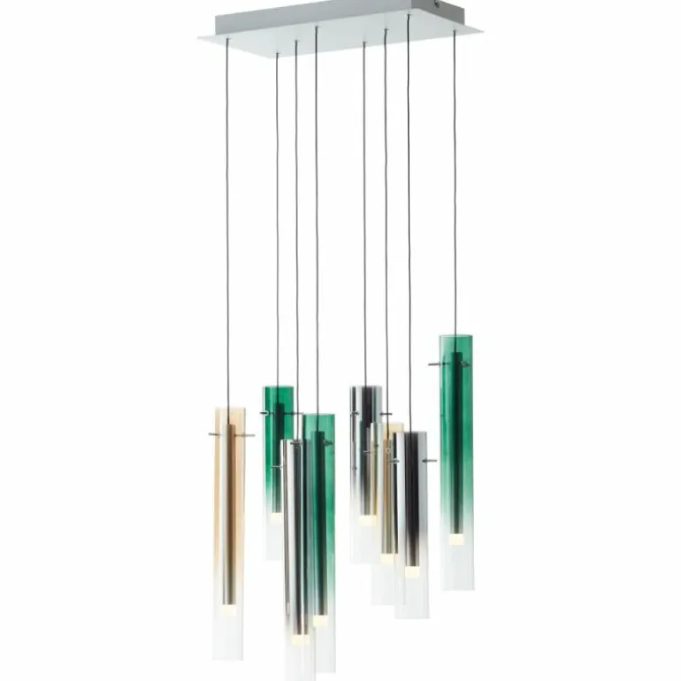 Suspension Brilliant Inez LED Argenté, 8 lumières