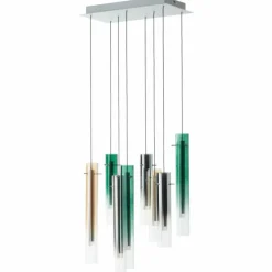 Suspension Brilliant Inez LED Argenté, 8 lumières