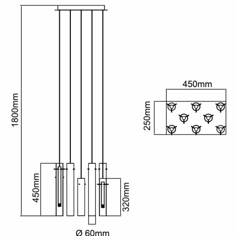 Suspension Brilliant Inez LED Argenté, 8 lumières