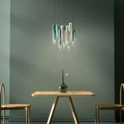 Suspension Brilliant Inez LED Argenté, 14 lumières