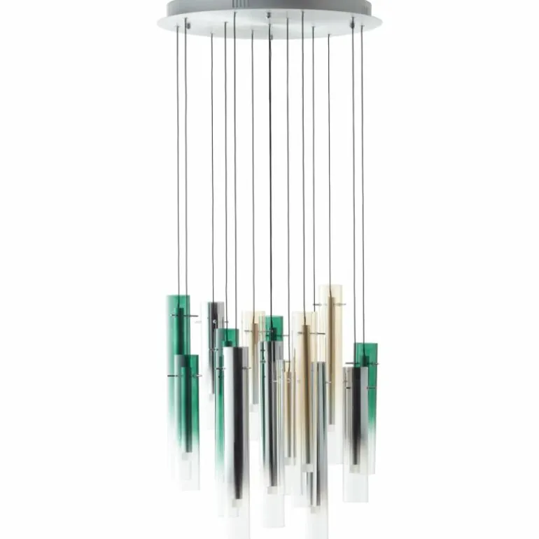 Suspension Brilliant Inez LED Argenté, 14 lumières