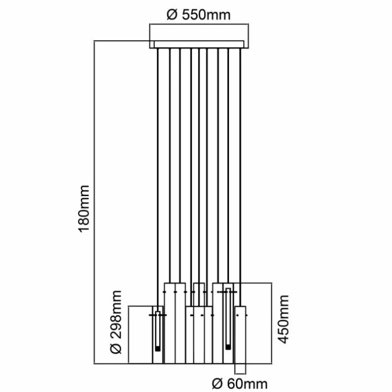 Suspension Brilliant Inez LED Argenté, 14 lumières