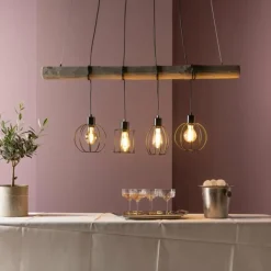 Suspension Brilliant Karlen Gris, Noir, 4 lumières