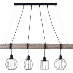 Suspension Brilliant Karlen Gris, Noir, 4 lumières