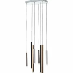 Suspension Brilliant Living Cembalo LED Brun, 8 lumières