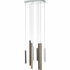 Suspension Brilliant Living Cembalo LED Brun, 8 lumières