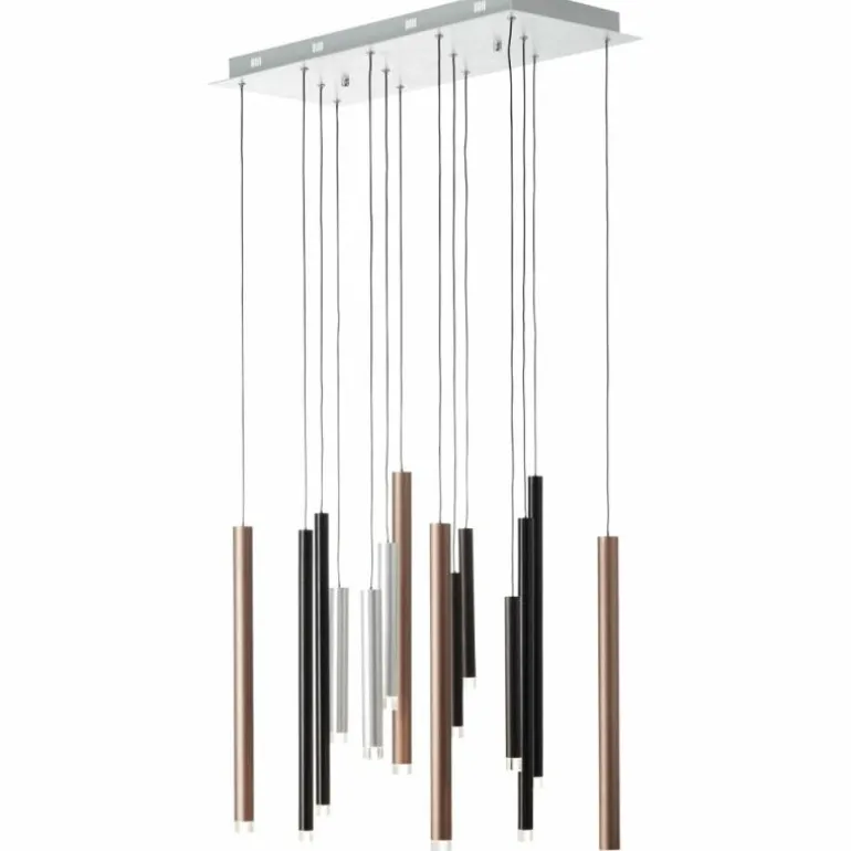 Suspension Brilliant Living Cembalo LED Brun, 14 lumières