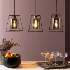 Suspension Brilliant Luxor Noir, 3 lumières