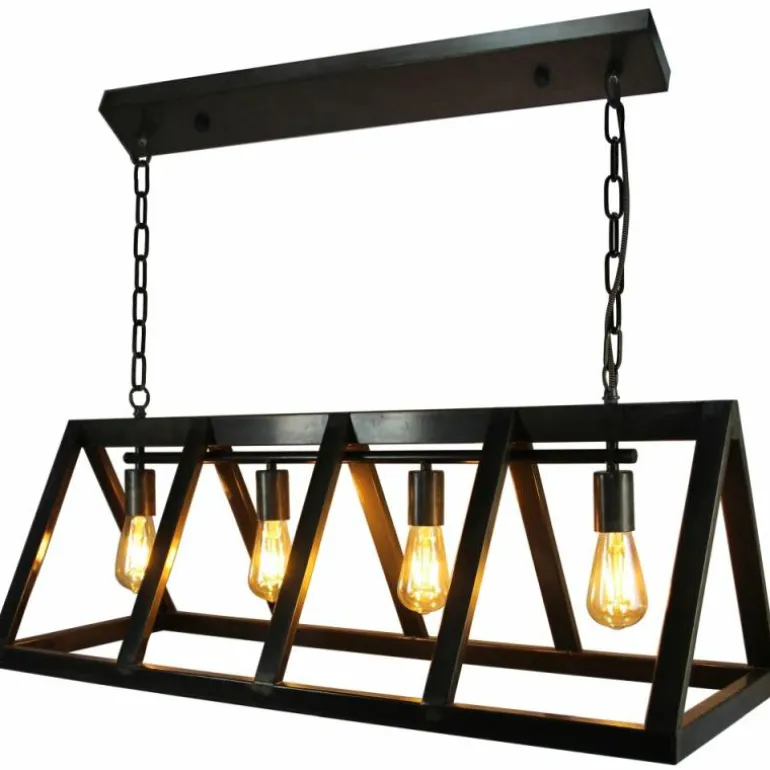 Suspension Brilliant Matrix Acier inoxydable, Noir, 4 lumières