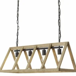 Suspension Brilliant Matrix Wood Bois clair, 4 lumières