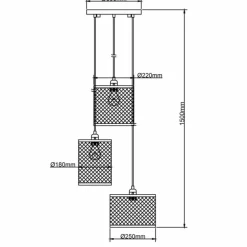 Suspension Brilliant Maze Noir, 3 lumières