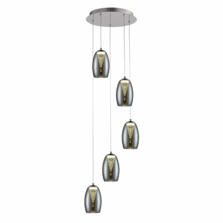 Suspension Brilliant Metropolis LED Chrome, 5 lumières