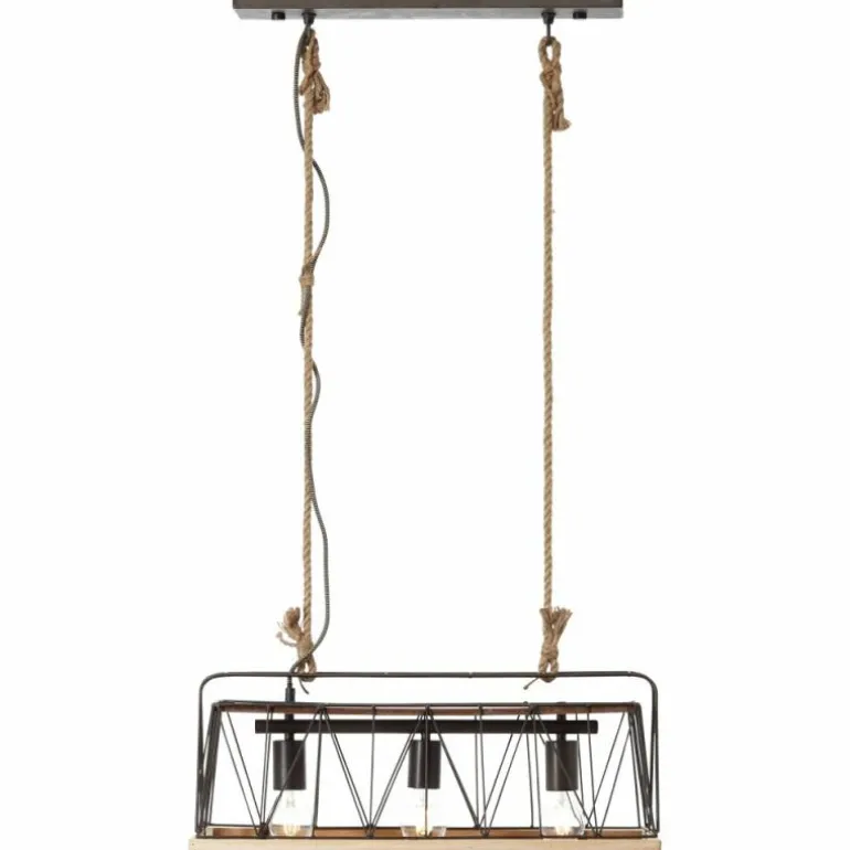 Suspension Brilliant Narcy Bois foncé, 3 lumières