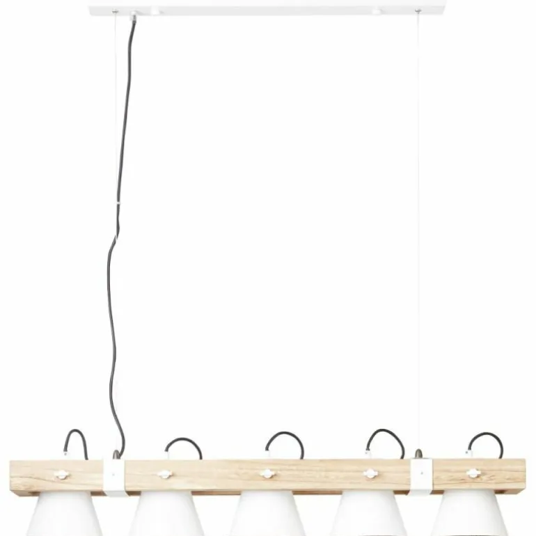 Suspension Brilliant Plow Bois foncé, Blanc, 5 lumières