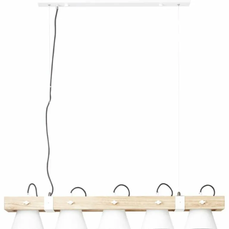 Suspension Brilliant Plow Bois foncé, Blanc, 5 lumières