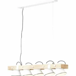 Suspension Brilliant Plow Bois foncé, Blanc, 5 lumières