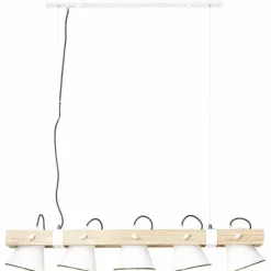 Suspension Brilliant Plow Bois foncé, Blanc, 5 lumières