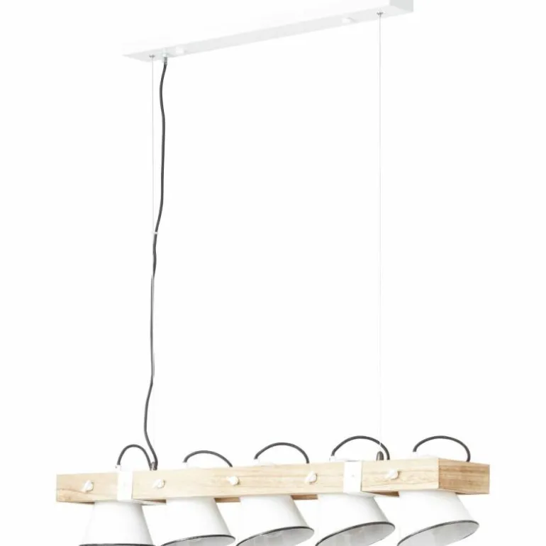 Suspension Brilliant Plow Bois foncé, Blanc, 5 lumières