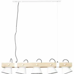 Suspension Brilliant Plow Bois foncé, Blanc, 5 lumières