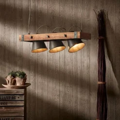 Suspension Brilliant Plow Bois foncé, Noir, 3 lumières