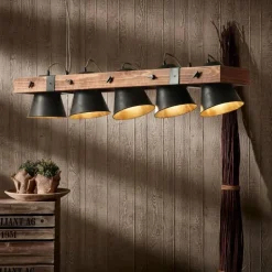 Suspension Brilliant Plow Bois foncé, Noir, 5 lumières