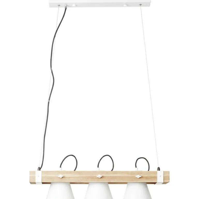 Suspension Brilliant Plow Bois clair, Blanc, 3 lumières