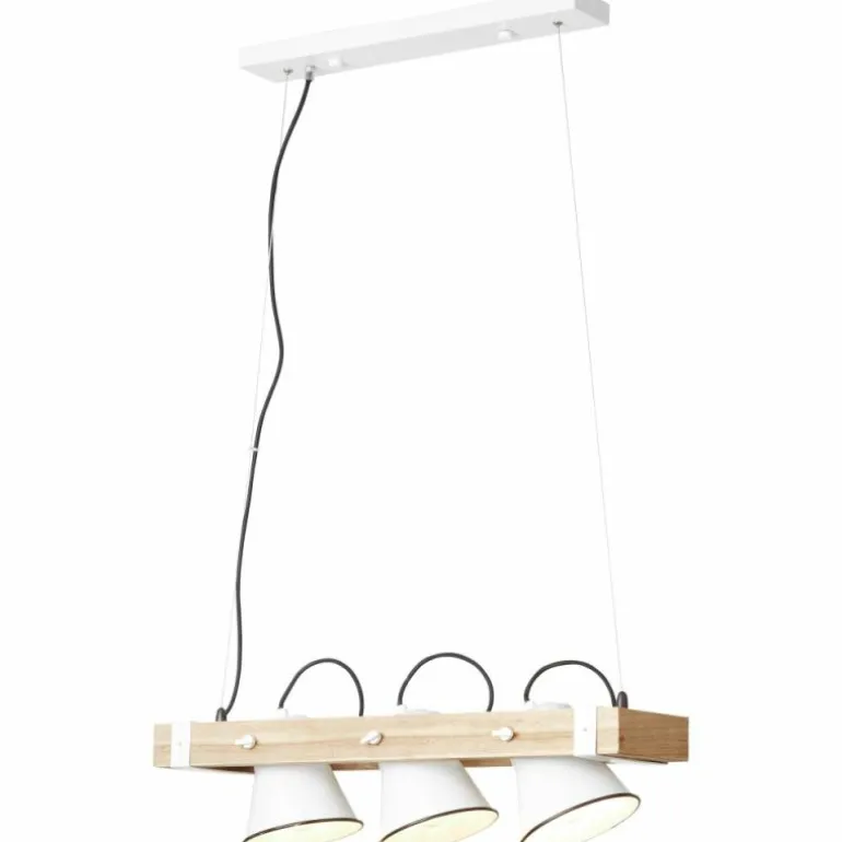 Suspension Brilliant Plow Bois clair, Blanc, 3 lumières