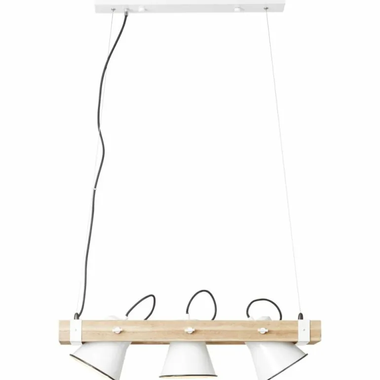 Suspension Brilliant Plow Bois clair, Blanc, 3 lumières