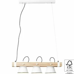 Suspension Brilliant Plow Bois clair, Blanc, 3 lumières