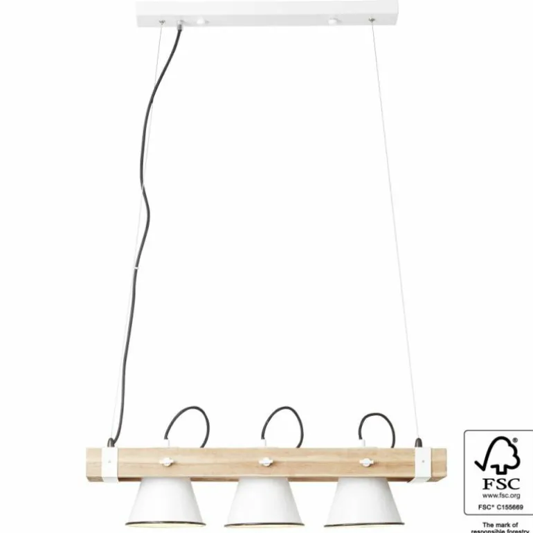 Suspension Brilliant Plow Bois clair, Blanc, 3 lumières