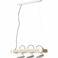 Suspension Brilliant Plow Bois clair, Blanc, 3 lumières