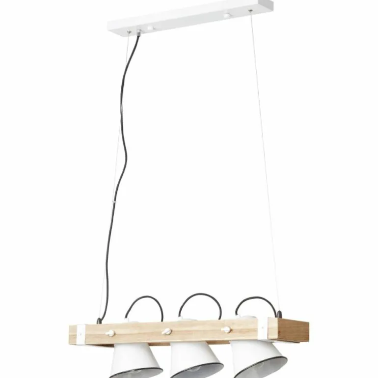 Suspension Brilliant Plow Bois clair, Blanc, 3 lumières