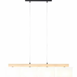 Suspension Brilliant Rayan Bois clair, Noir, 4 lumières