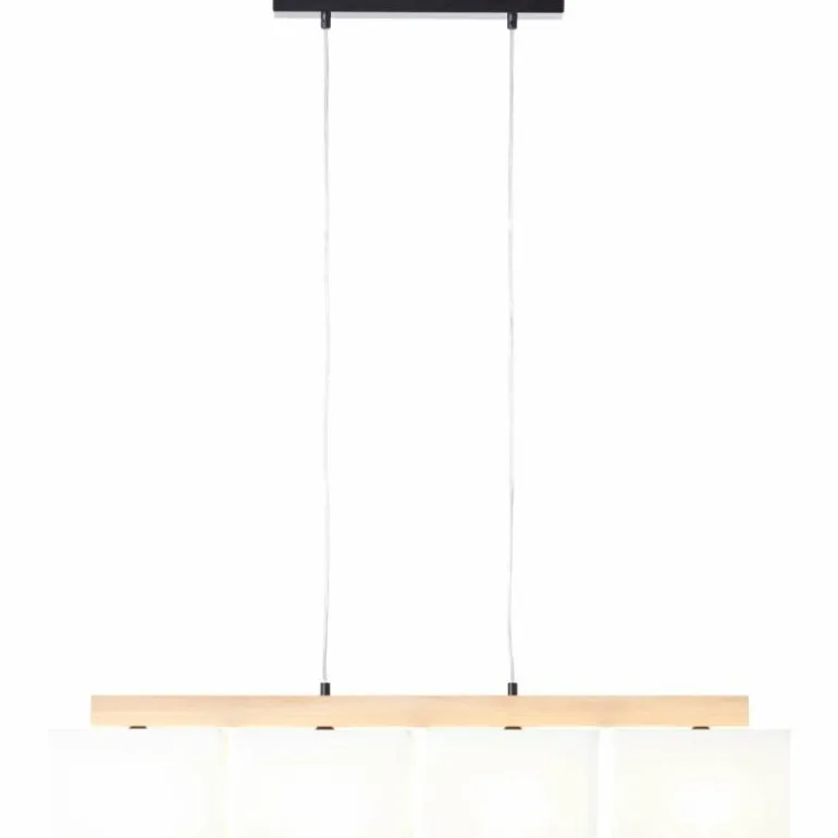 Suspension Brilliant Rayan Bois clair, Noir, 4 lumières