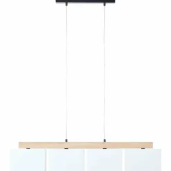 Suspension Brilliant Rayan Bois clair, Noir, 4 lumières