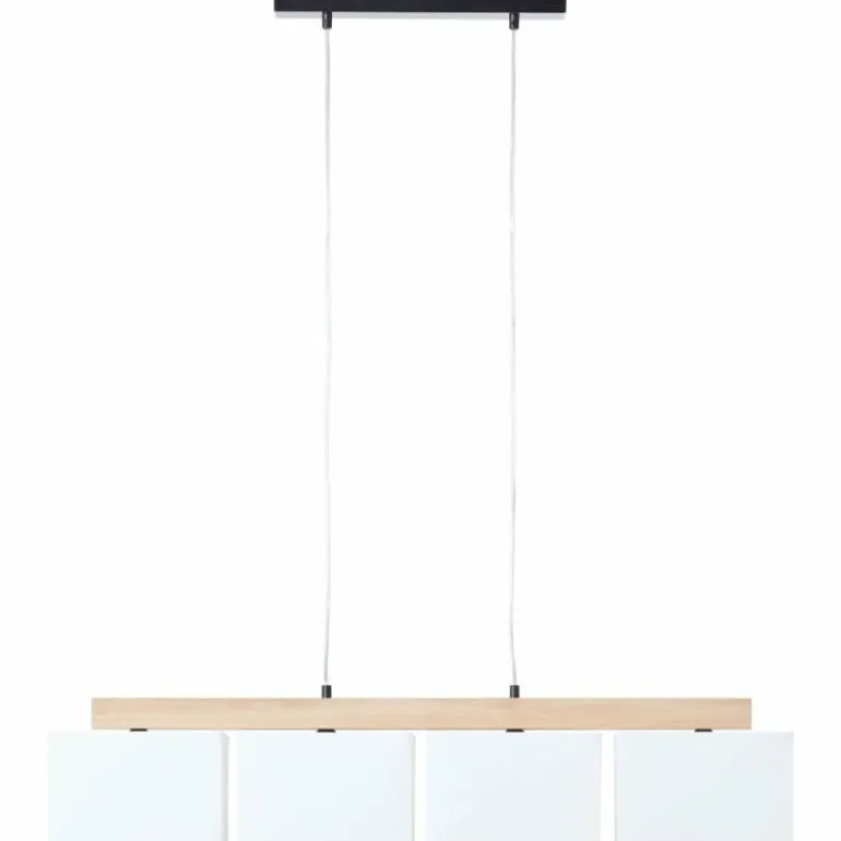 Suspension Brilliant Rayan Bois clair, Noir, 4 lumières