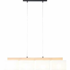 Suspension Brilliant Rayan Bois clair, Noir, 4 lumières