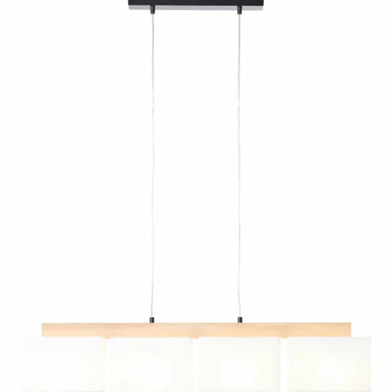 Suspension Brilliant Rayan Bois clair, Noir, 4 lumières