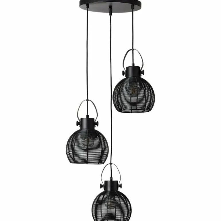 Suspension Brilliant Sambo Noir, 3 lumières