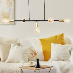 Suspension Brilliant Skylab Or, Noir, 5 lumières