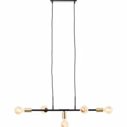 Suspension Brilliant Skylab Or, Noir, 5 lumières