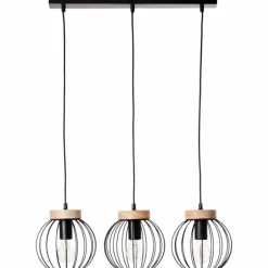 Suspension Brilliant SORANA Bois foncé, Noir, 3 lumières