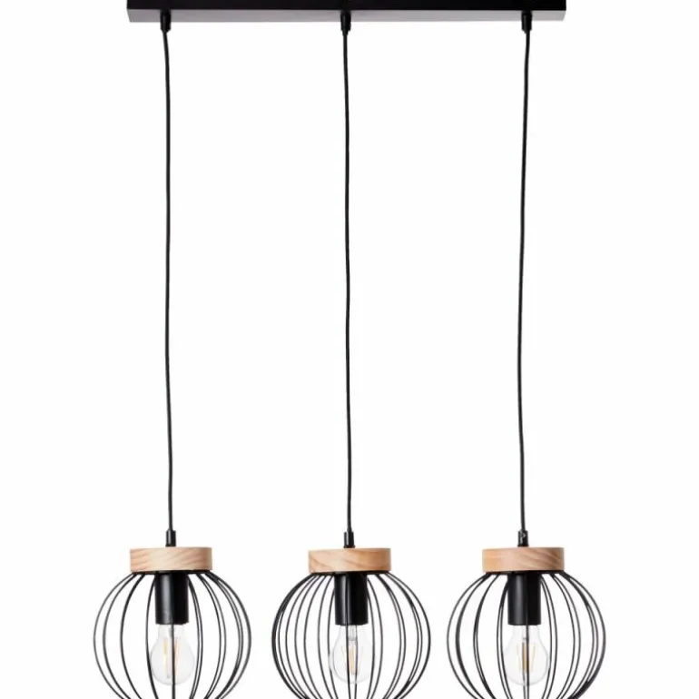 Suspension Brilliant SORANA Bois foncé, Noir, 3 lumières