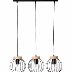 Suspension Brilliant SORANA Bois foncé, Noir, 3 lumières