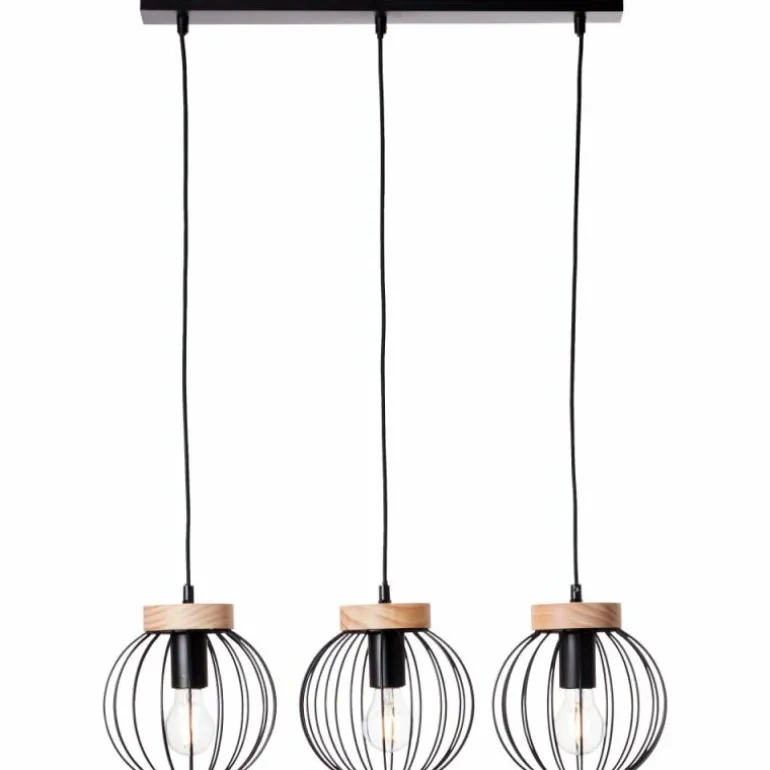 Suspension Brilliant SORANA Bois foncé, Noir, 3 lumières