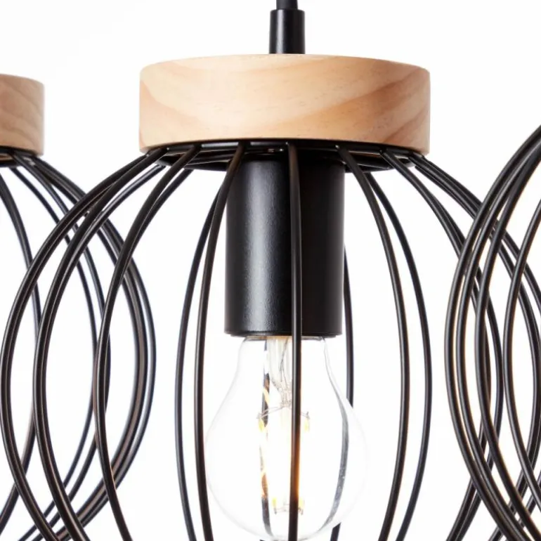 Suspension Brilliant SORANA Bois foncé, Noir, 3 lumières